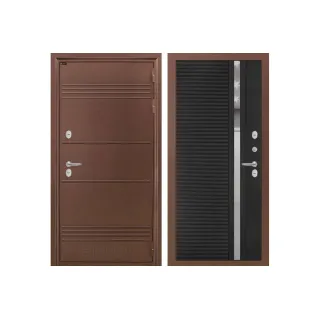 Входная дверь Термо Лайт 31 - Черный кварц, зеркальная вставка с тонировкой